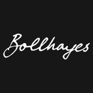 Bollhayes logo white txt on black